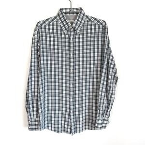Brunello Cucinelli Large Plaid Cotton‎ Linen Button Down Shirt Made in Italy